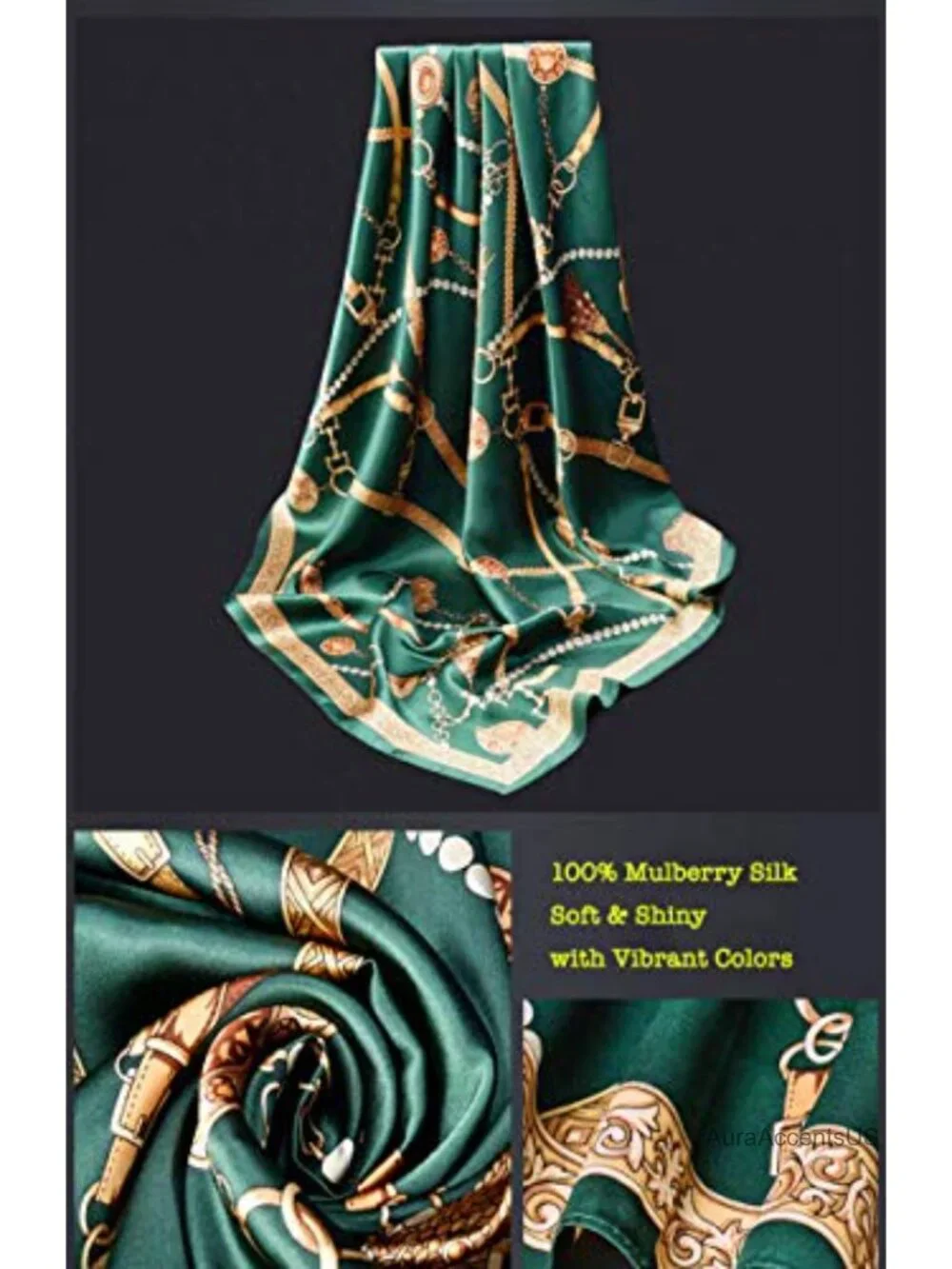 100% Mulberry Silk Square Neckerchief Scarf with Gift Box